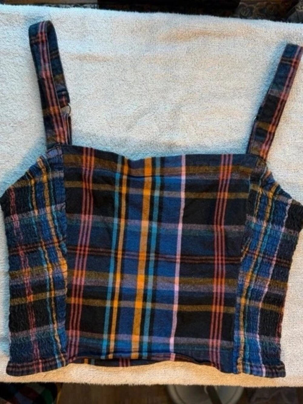 Hollister Plaid Multicolor Women's Crop Top Size Large Adjustable Straps